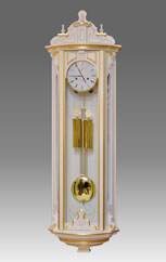 Regulator Clock-Vienna Clock 423_2 lacquered white patinated with gold leaf particular, Bam Mechanism on coil gong